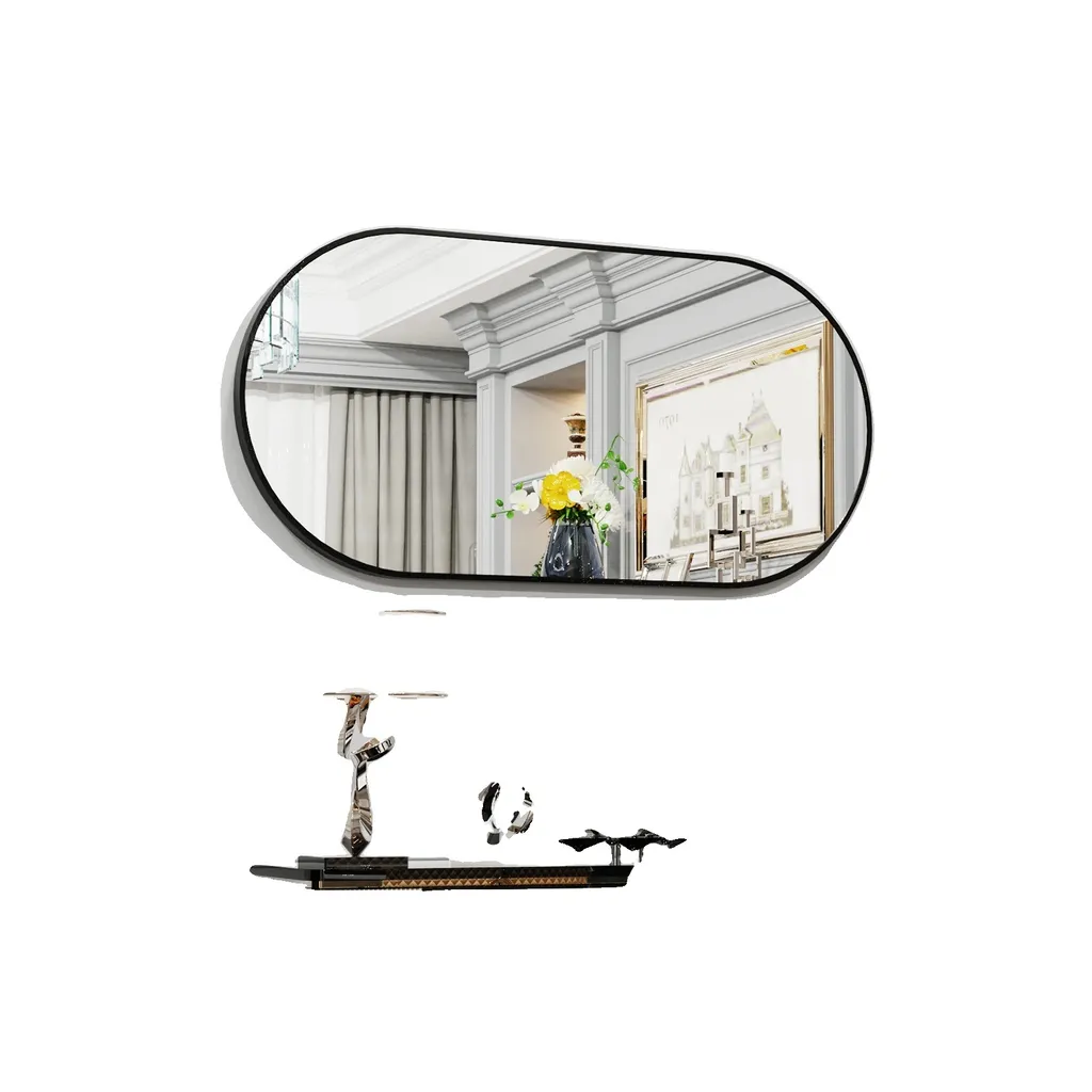 Miroir Entrée Ovale Noir - Grand Format Design pour Agrandir votre Pièce