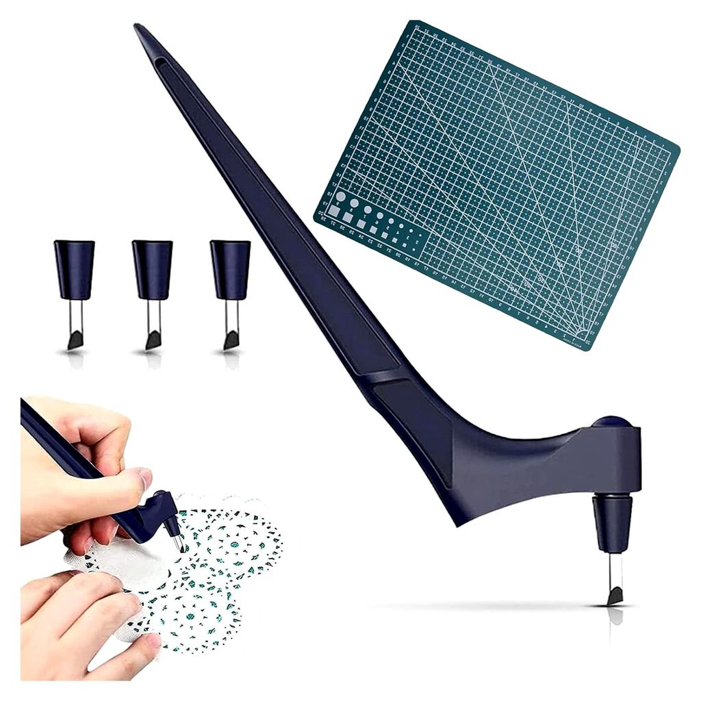 Carving Craft Messer Set, Edelstahl Bastelmesser Set mit 360 Grad Präzisionsklinge, 2 Ersatzklingen und 1 Schneidematte, Handwerkszeug Set für Sc...