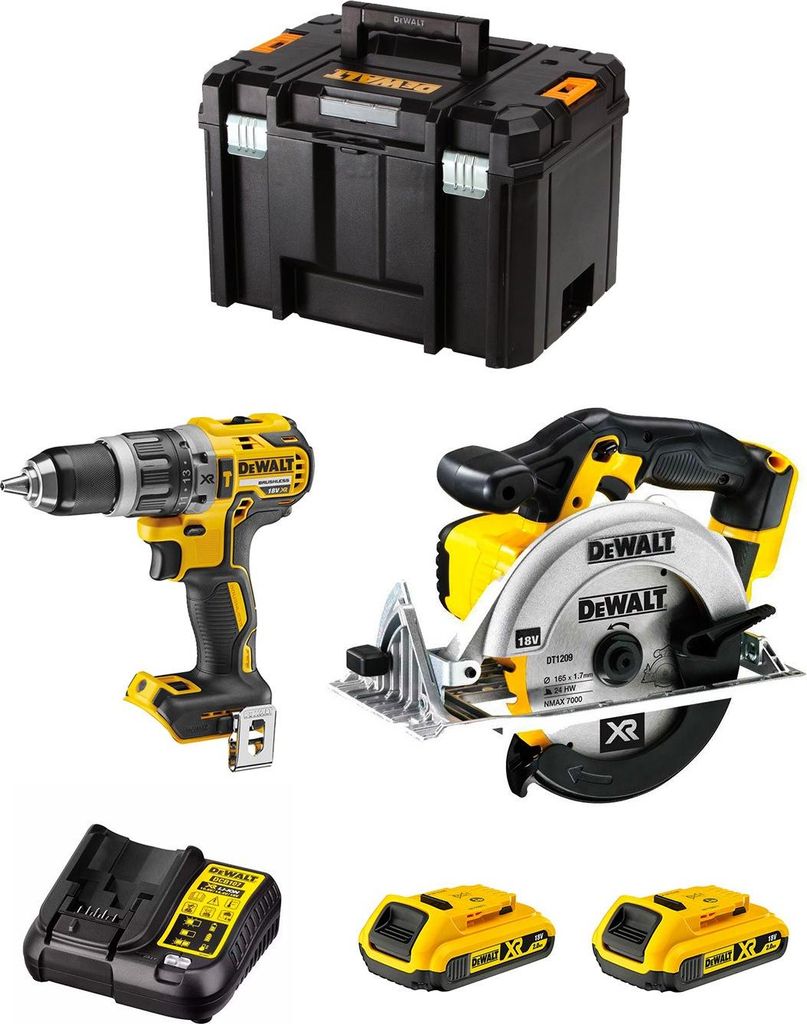 DeWALT Kit DWK201 (DCD796 + DCS391 + 2 x 2,0 Ah + DCB107 + TSTAK VI)