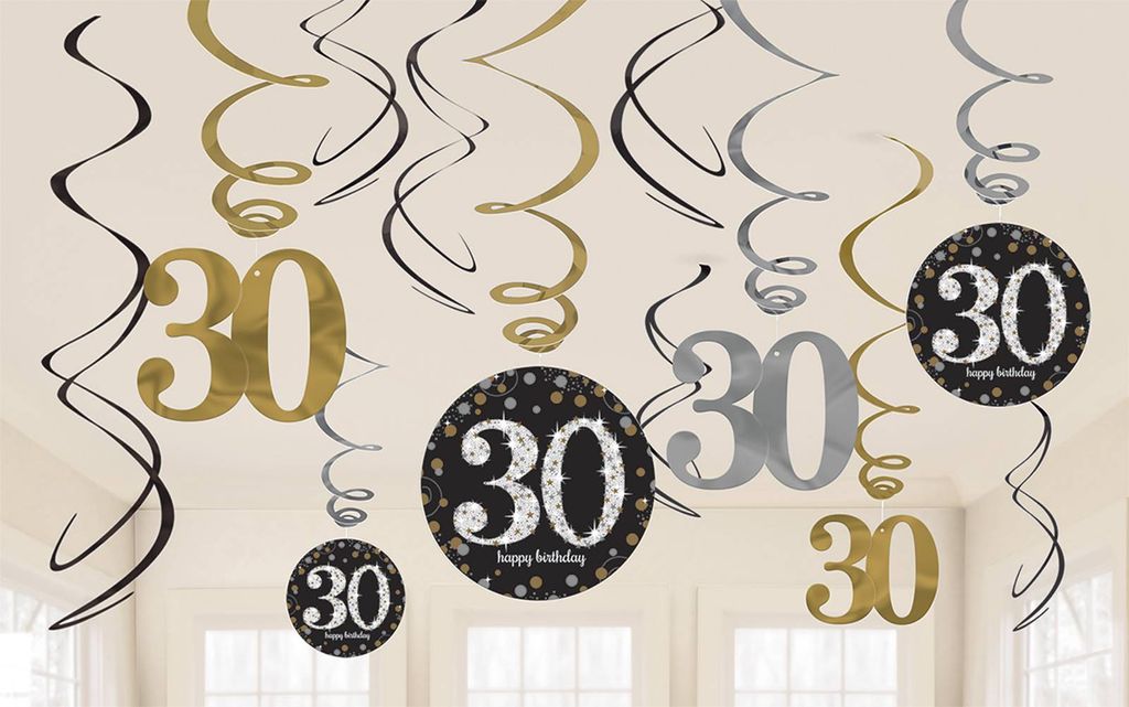 Amscan Adult Gold Celebration 30th Swirl Decorations Produktbild 