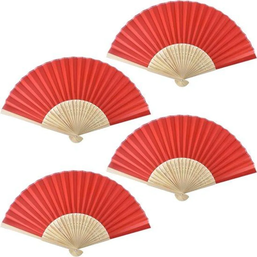 Décoration de mariage et festival : lot de 4 éventails pliables artisanaux