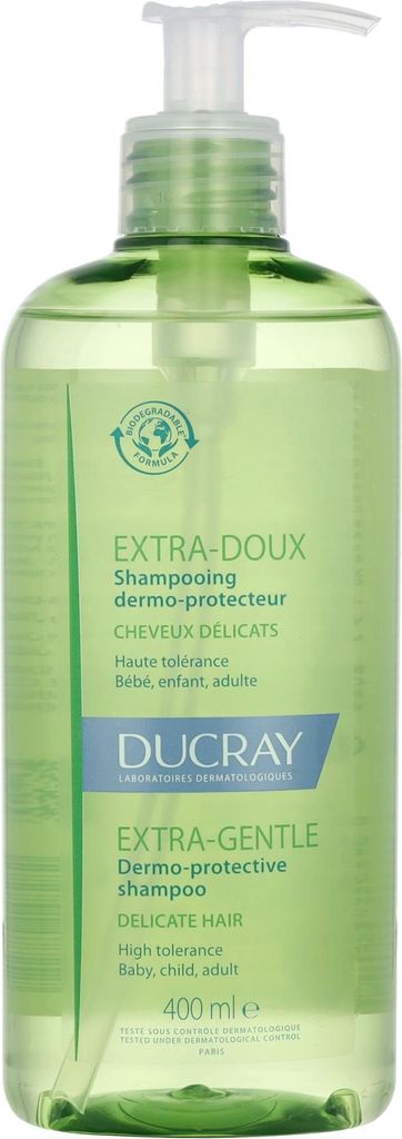 A product shot of a bottle of shampoo.