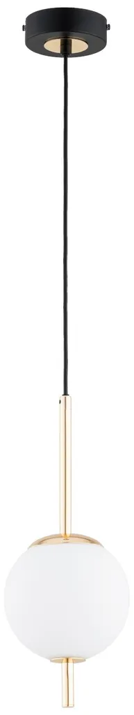 Lustre suspension design boule blanche et métal noir DIORA 85 cm Alfa