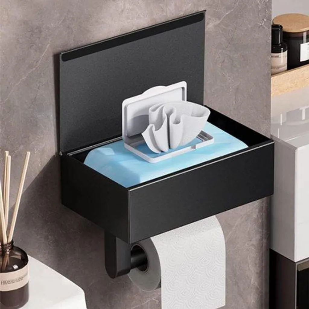 Organisateur WC mural pour papier toilette et produits d'entretien
