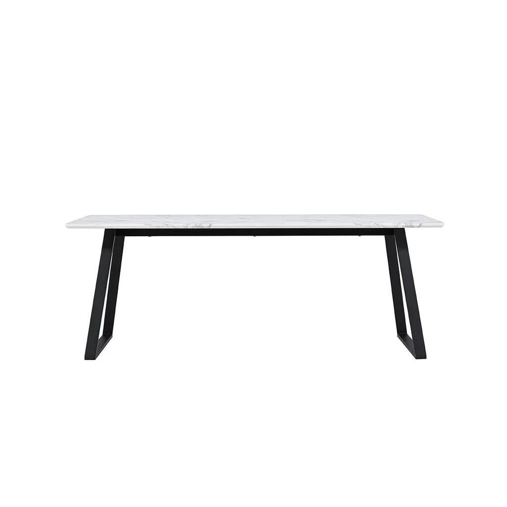 Table de repas en marbre noir et blanc Malaga 90x200 pour 8 personnes