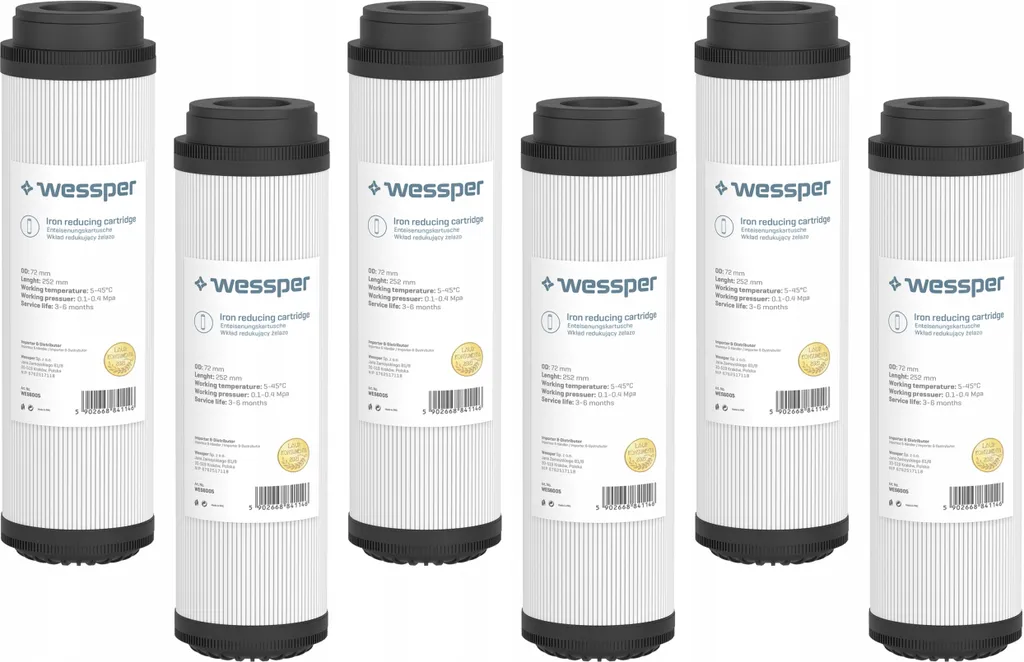 Set 6 Pezzi Wessper Filtri Acqua 10 Pollici Deferrizzazione Osmosi