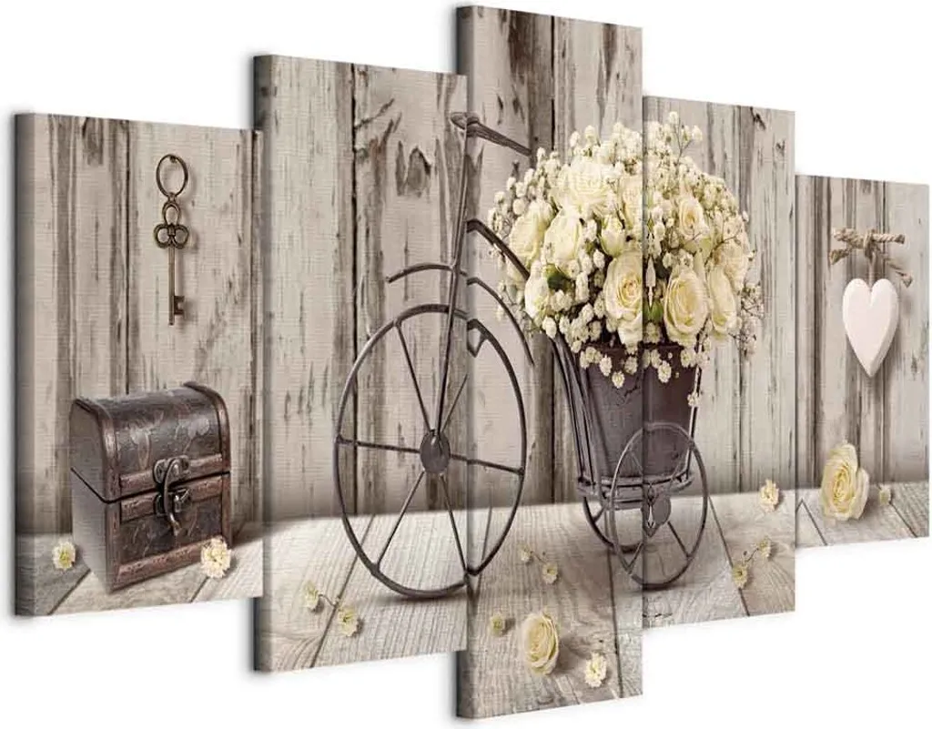Quadro su tela - Bouquet segreto (5 parti) largo 200x100 cm Fiori n-C-0291-b-m