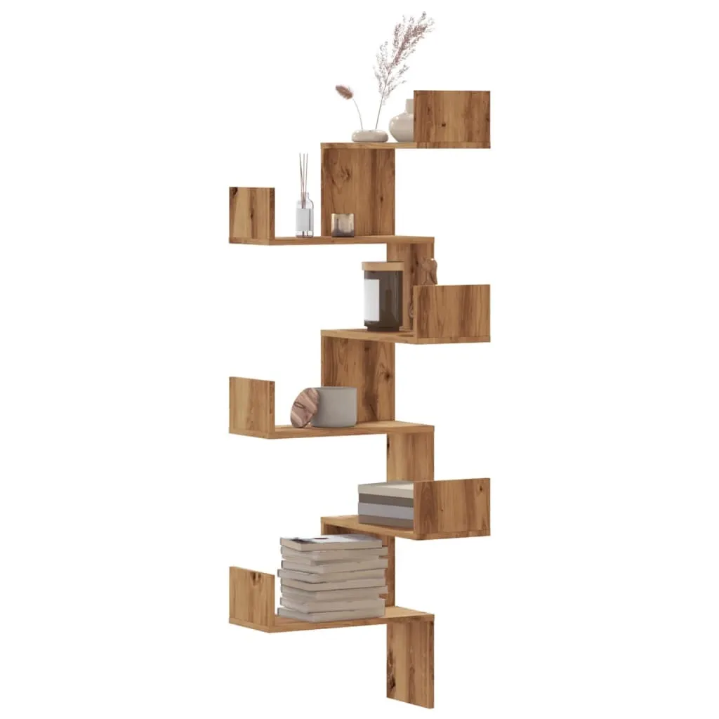 Scaffale Angolare Moderno Rovere 45x45x147 cm | Libreria a Parete