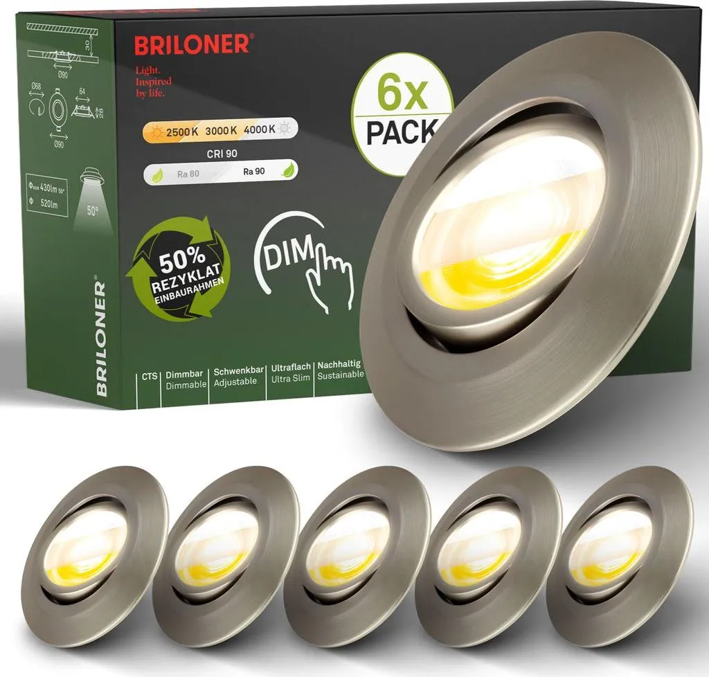 Set 6 Faretti LED Luce Calda Dimmerabili Ra90 per Atmosfere Uniche