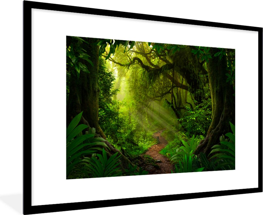 MuchoWow MuchoWow Gerahmtes Poster Dschungel - Pflanzen - Asien - Jungen - Mädchen - Kind 90x60 cm - Poster mit zchwarzem Bilderrahmen - Wandd...