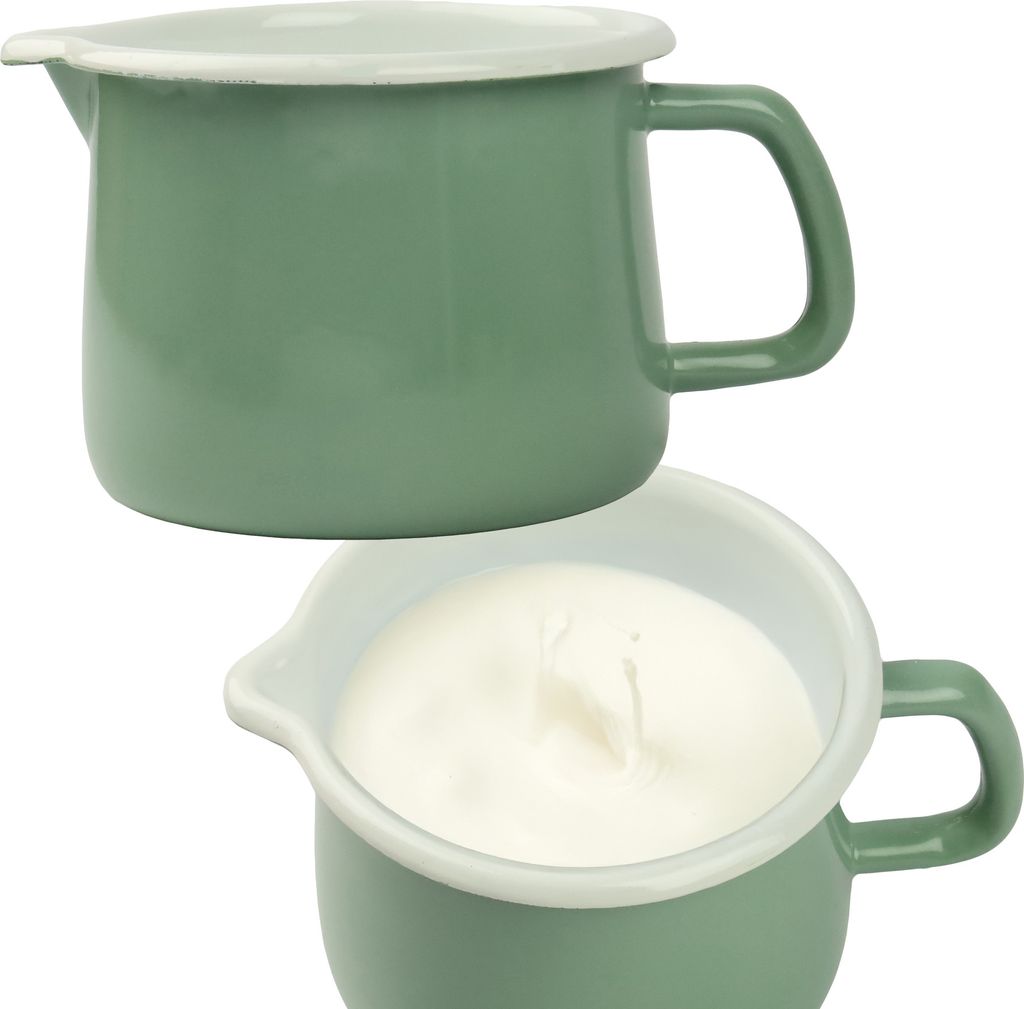 Milchtopf Emaille Topf mit Ausgießer Schnabeltopf 1,7L Grün Produktbild 