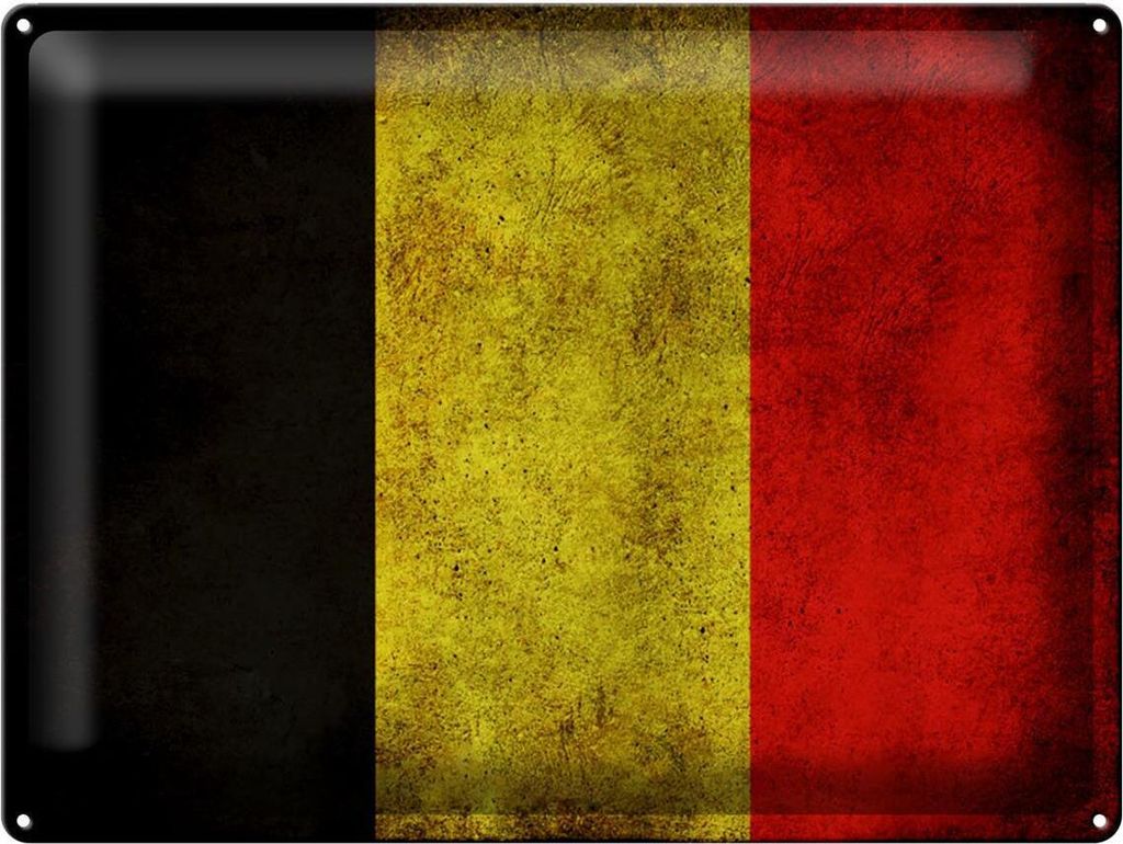 Blechschild Flagge Belgien, 40 x 30 cm, Blechschilder Fahne Nationalität