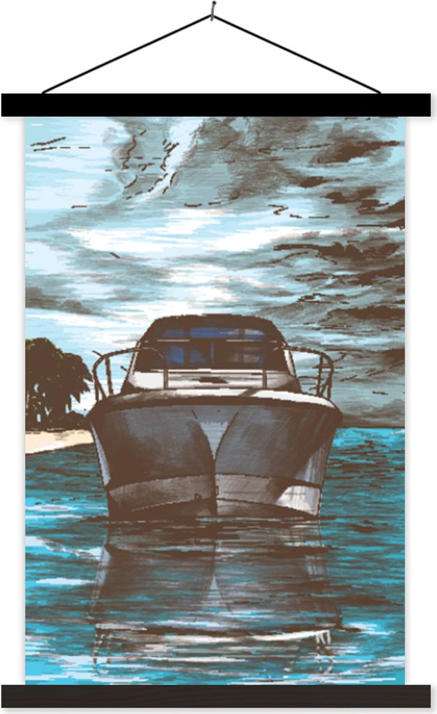 MuchoWow Textilposter Boot - Meer - Luft 120x180 cm mit schwarzem Rahmen - Fotos