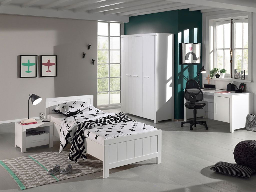 Jugendzimmer Set inkl. Schreibtisch CANNES-12 in weiß lackiert