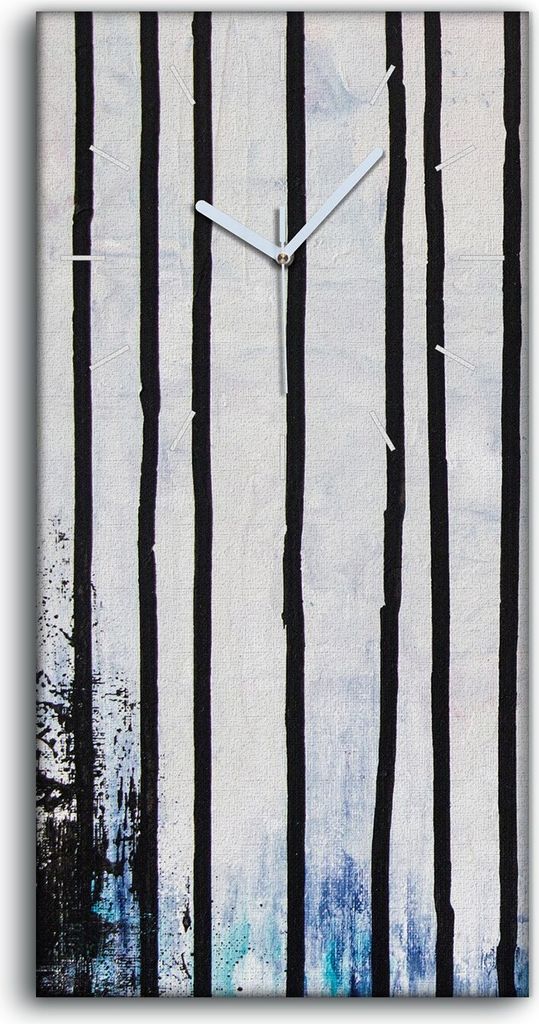 Wandbild Leinwand Bilder Wanduhr Geräuschlos 30x60 abstrakte Linien Kunst - weiße Hände