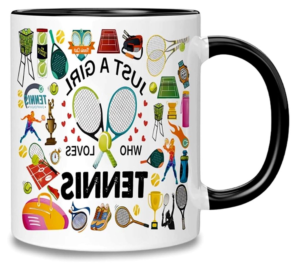 Tennis Kaffeetassen, bedruckte Keramiktasse, Kaffeebecher für Tennisspieler, Damen und Herren, Büro, Geschenkidee für Tennisliebhaber, 500 ml