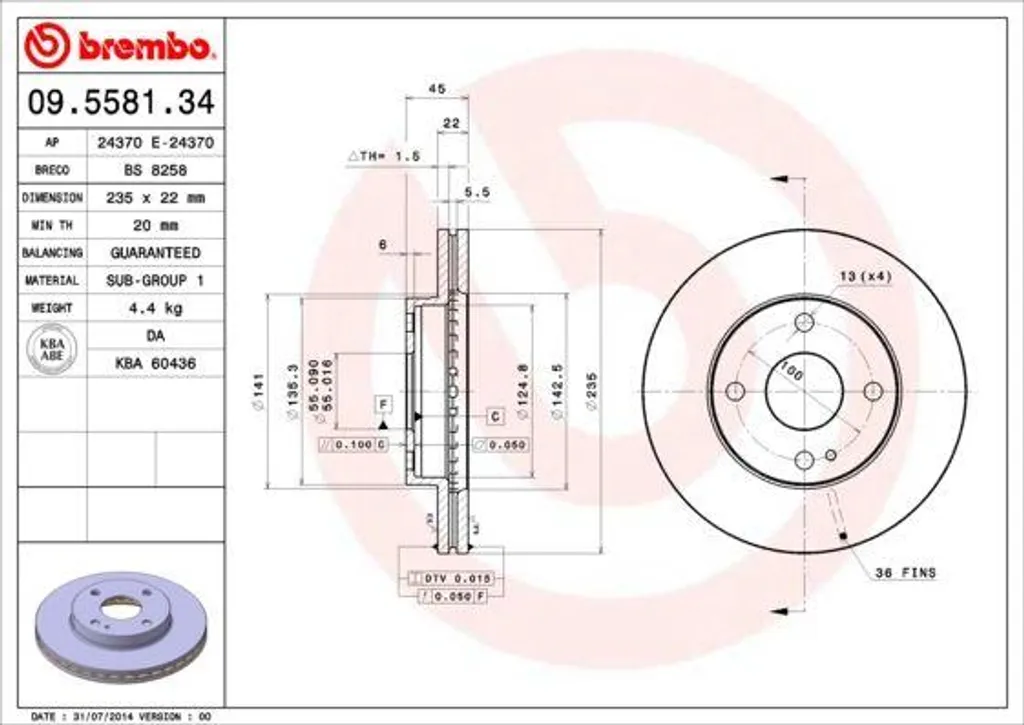Disque de frein pour Mazda 323 et Demio, idéal pour remplacement