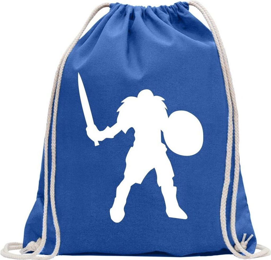 Kiwistar - Turnbeutel - royal - Wikinger Krieger Krieg WWIII - Fun Rucksack Sport Beutel Gymsack Baumwolle mit Ziehgurt