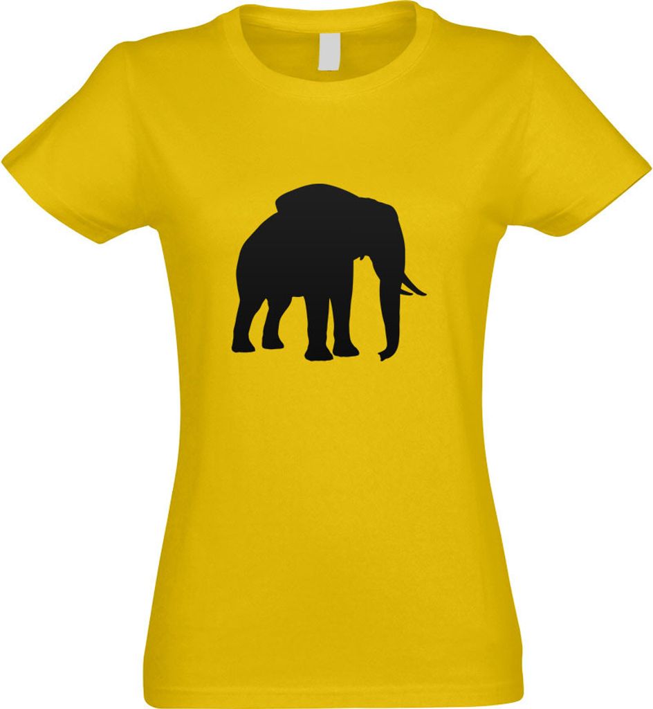 Kiwistar - T-Shirt tailliert - Damen - gelb - Elefant Motiv 6 - Rüsseltiere - mit Motiv Bedruckt - Funshirt Design - Sport - Freizeit - Damen - XL