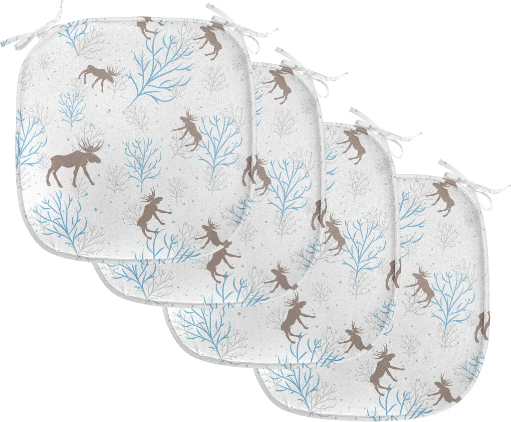 Housse de Chaise de Cuisine avec Sangles - Lot de 4 Décor de Forêt Rétro