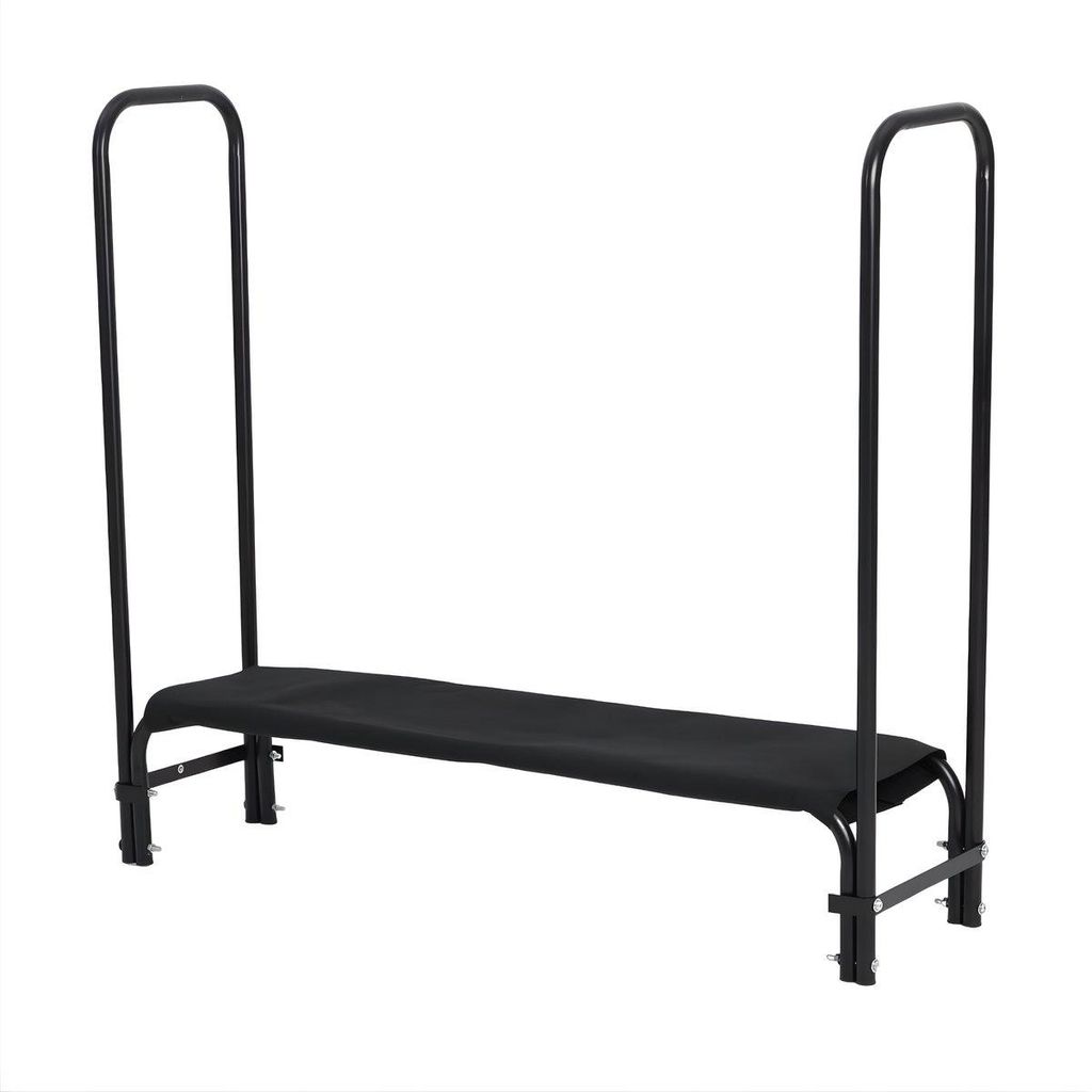Brennholzregal 122 cm mit Abdeckplane – Metall Holzlager Outdoor wetterfest – Holzständer für Garten, Terrasse & Garage