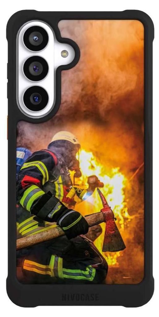 NIVOCASE Hülle für Samsung Galaxy S26+ Stoßfeste Handyhülle NIVOmax Case Schwarz Feuer Feuerwehr Lebensretter