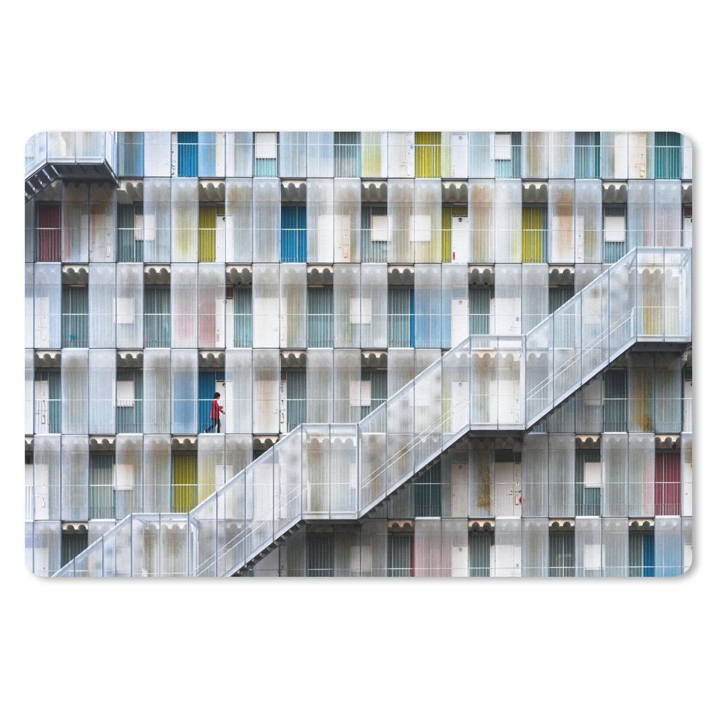 MuchoWow Mauspad Mousepad Türen - Wohnungen - Treppen - Farbenfroh 27x18 cm - Mousepads - Maus Mat - Pad - Mausunterlage - Büroartikel - Desk M...
