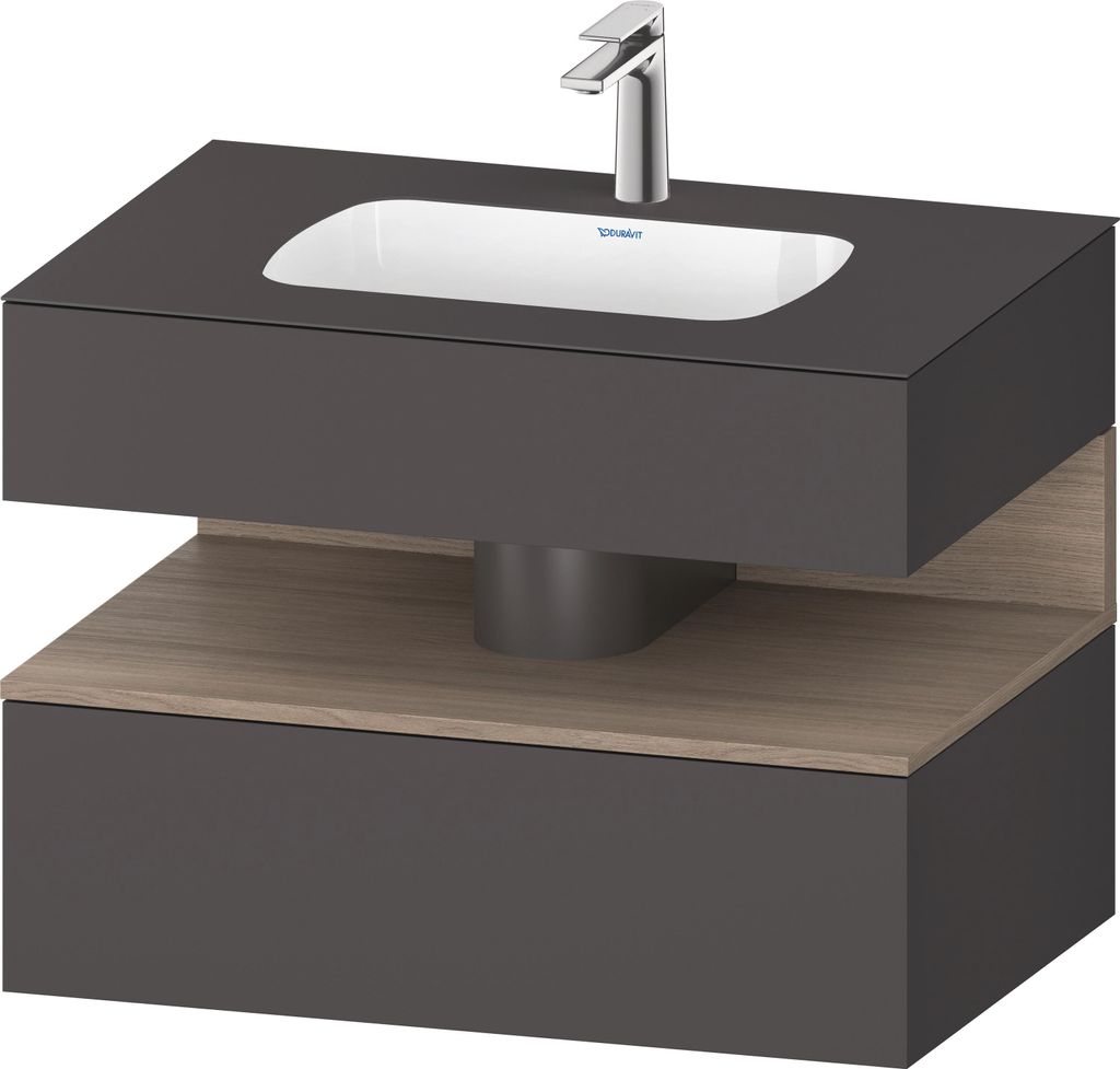 Duravit Qatego Einbauwaschtisch mit Konsolenwaschtischunterbau, 800x550x600mm, Nische Eiche Terra, QA4785035490000