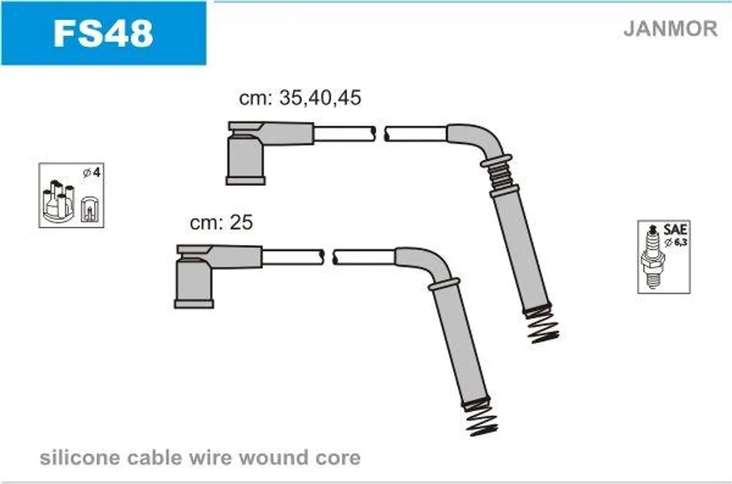 JANMOR FS48 Set Cavi Accensione OE 1319060 per Ford Fiesta e KA