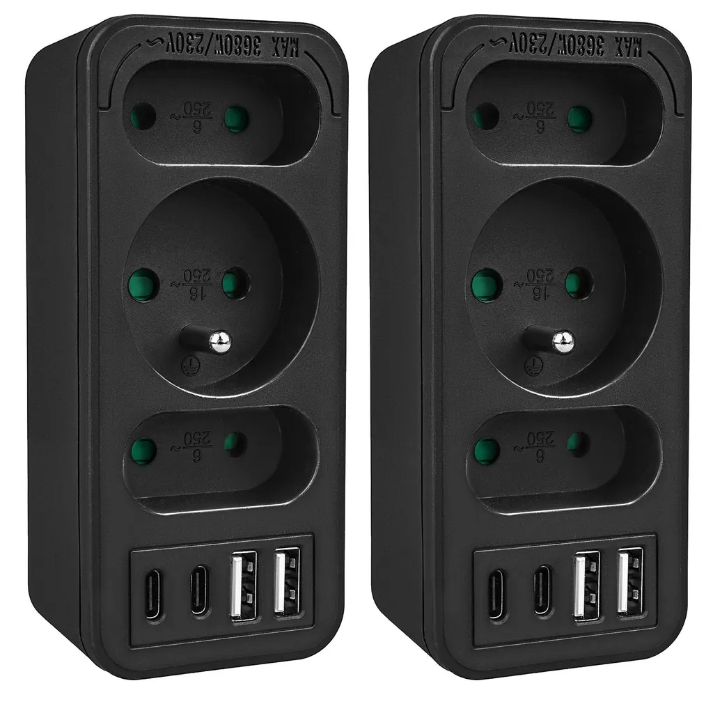 Set 2 Multiprese Maclean MCE248 - Sicurezza e Ricarica USB PD 20W