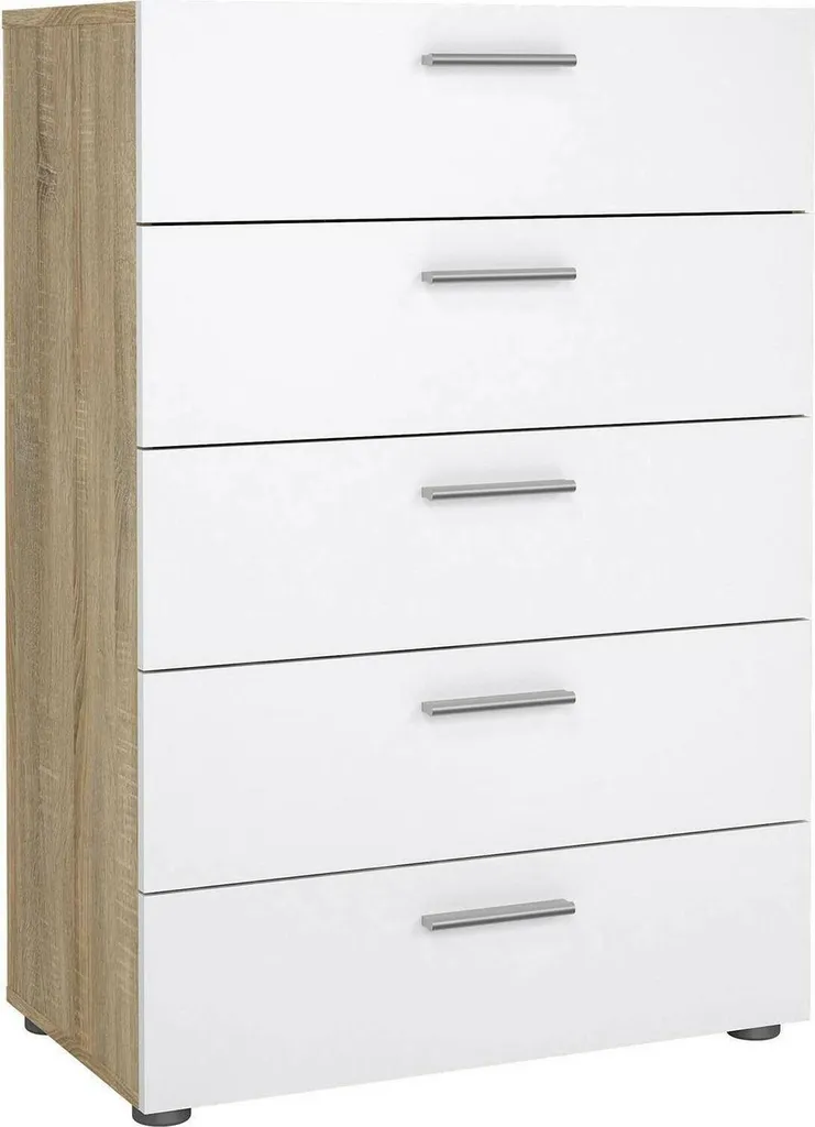 Commode Chêne Brun Alf 5 Tiroirs : Style Industriel et Grand Rangement