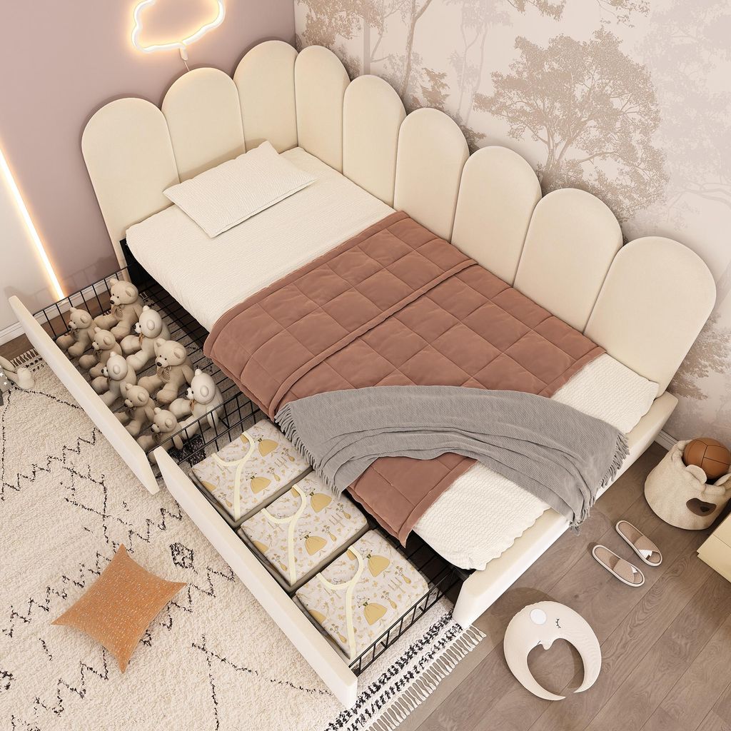 STILVORA Polsterbett 90x190 cm mit Schubladen und Stauraum Einzelbett aus Samt Daybett als Schlafsofa mit Lattenrost Jugendbett für Kinder und Erw...