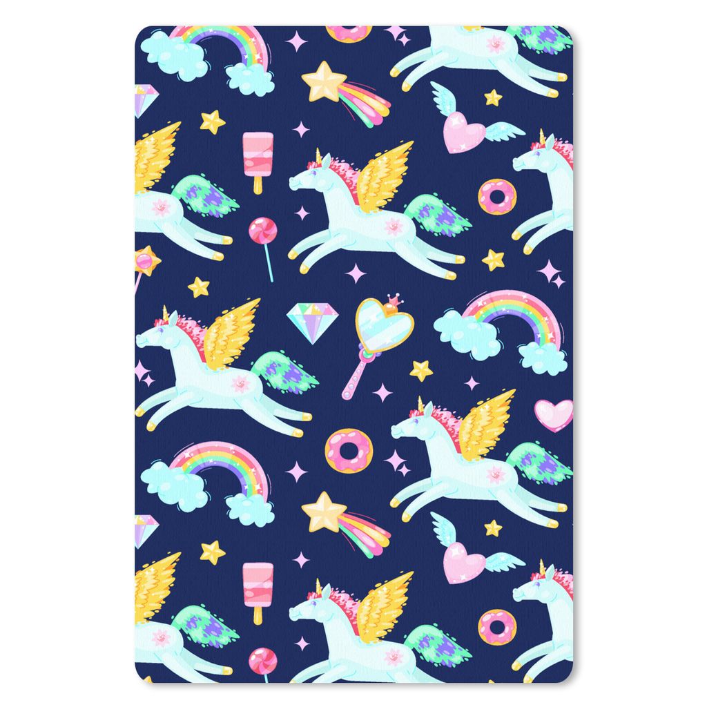 MuchoWow Mauspad Mousepad Einhorn - Regenbogen - Diamant - Muster 40x60 cm - Mousepads - Maus Mat - Pad - Mausunterlage - Schreibtisch Accesoire
