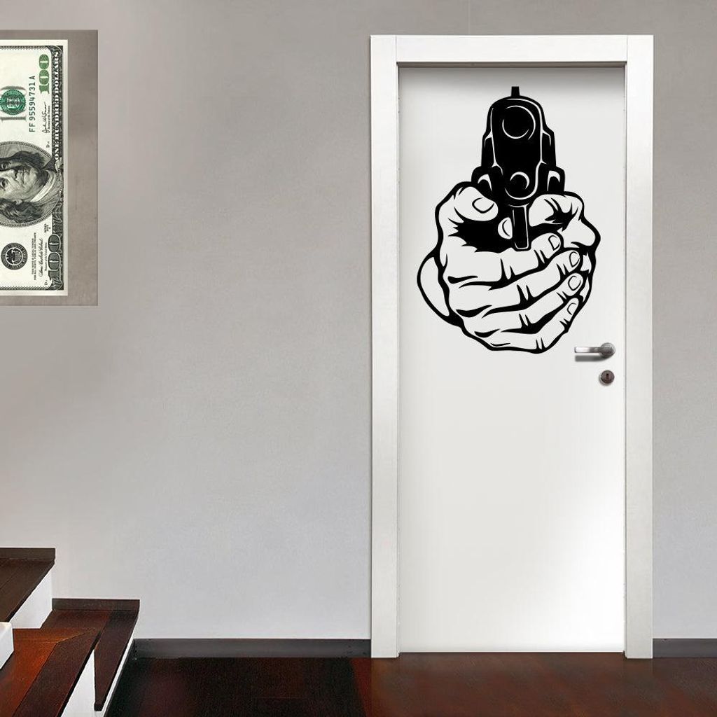 PISTOL - Wandaufkleber Wandsticker aus Vinyl 55x80 cm Schwarz