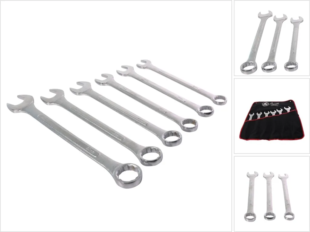 KRAFTMANN 1185 Jeu de 6 clés à fourche XXL 34-50 mm en acier carbone