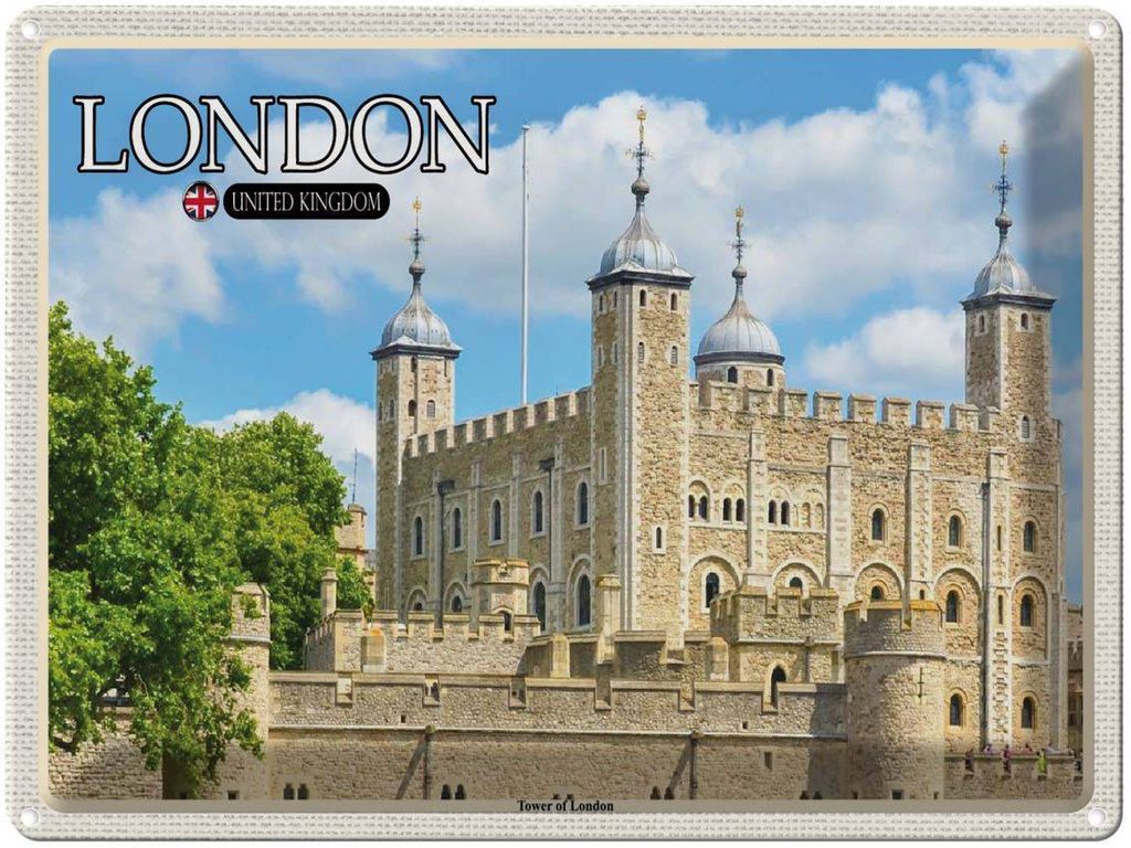 vianmo Blechschild 30x40 cm Tower of London United Kingdom Bildmotiv Reisemotiv Abenteuer Reisen