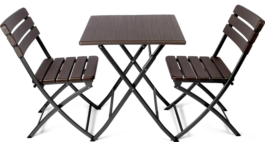 Table d'appoint pliable aspect bois marron résistante aux UV - 11