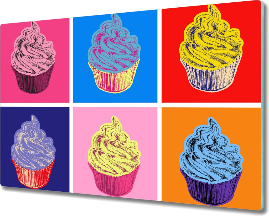 Coloray Kochplattenabdeckung Herdabdeckplatte 80x52 cm Hackbrett Schneidebrett Küchenbrett - Lebensmittel-Muffins