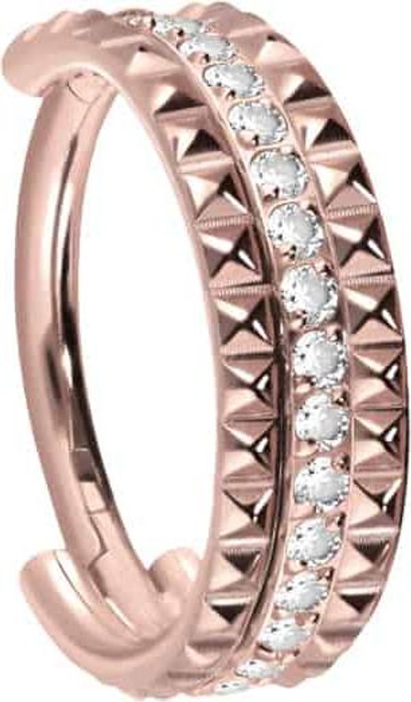 Ohrpiercing, Nasenpiercing, Septum Piercing Titan Segmentring Clicker NIETEN + EINGEFASSTE KRISTALLE RoséGold Innendurchmesser: 10 mm