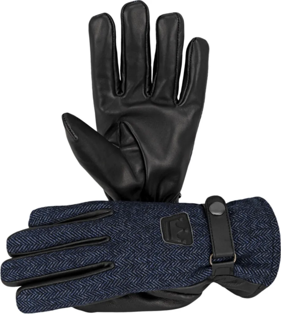 Gants d'hiver homme en cuir et laine à chevrons - Style Classique