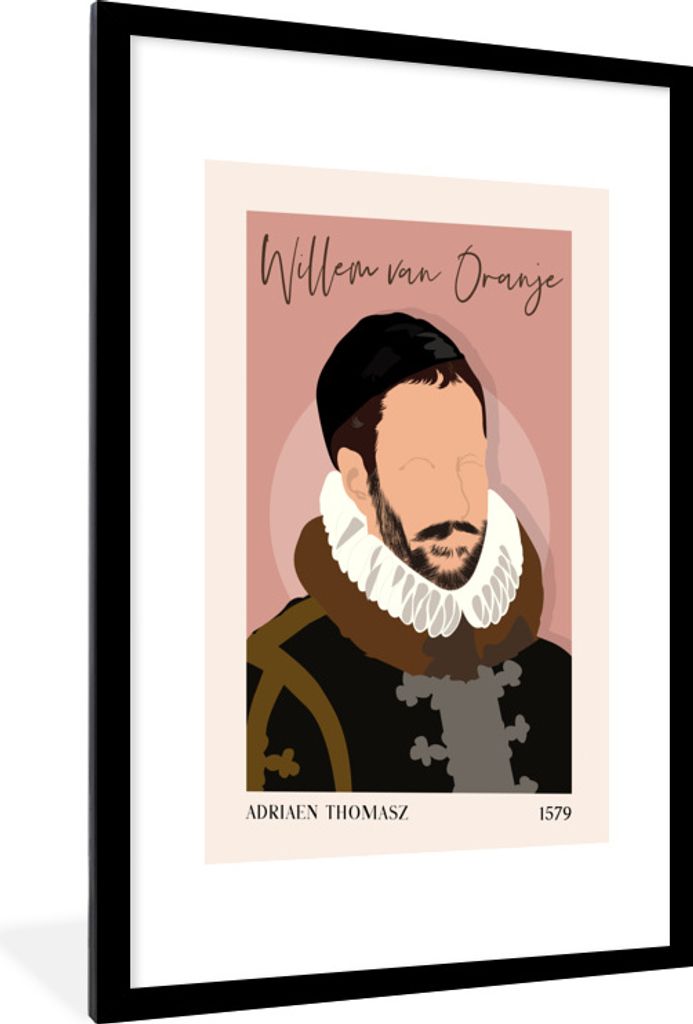 MuchoWow Gerahmtes Poster Alte Meister - Wilhelm von Oranien - Rosa - Pfirsich 60x90 cm - Poster mit Schwarzem Bilderrahmen Wandposter Rahmen Fot...