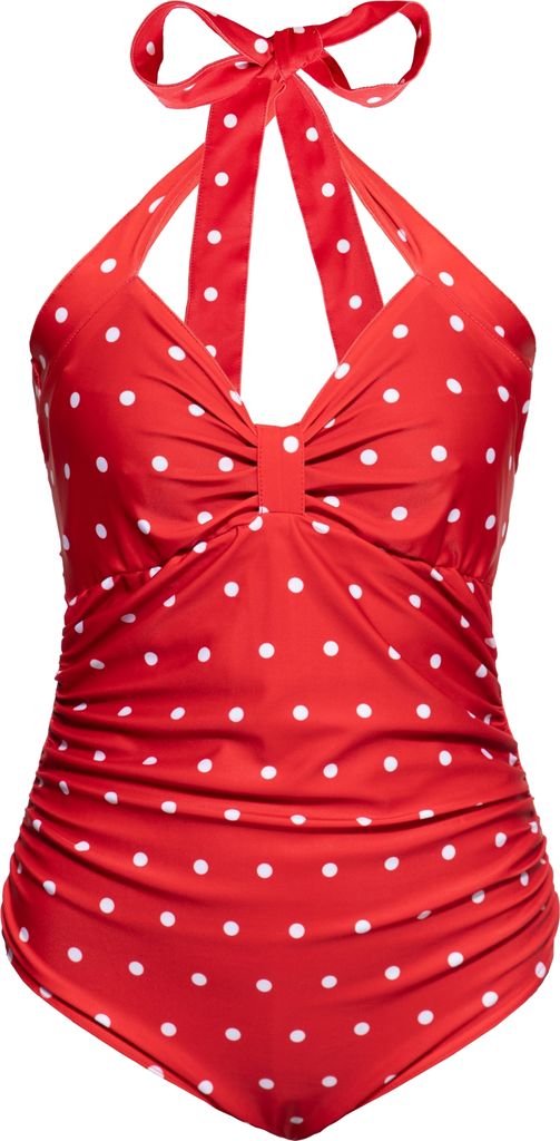 QUEEN KEROSIN Badeanzug Im Vintage-Design Dotted Rot 4Xl