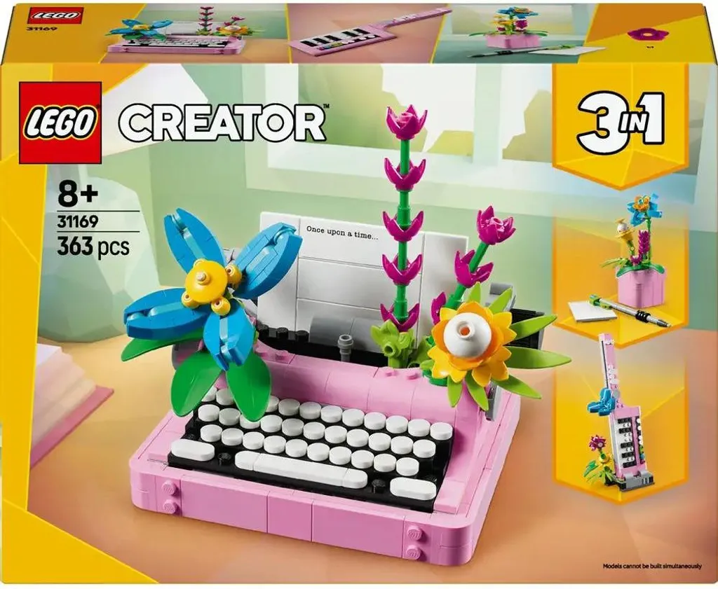 Machine à écrire LEGO Creator 31169 avec fleurs, objet de collection rétro - 10