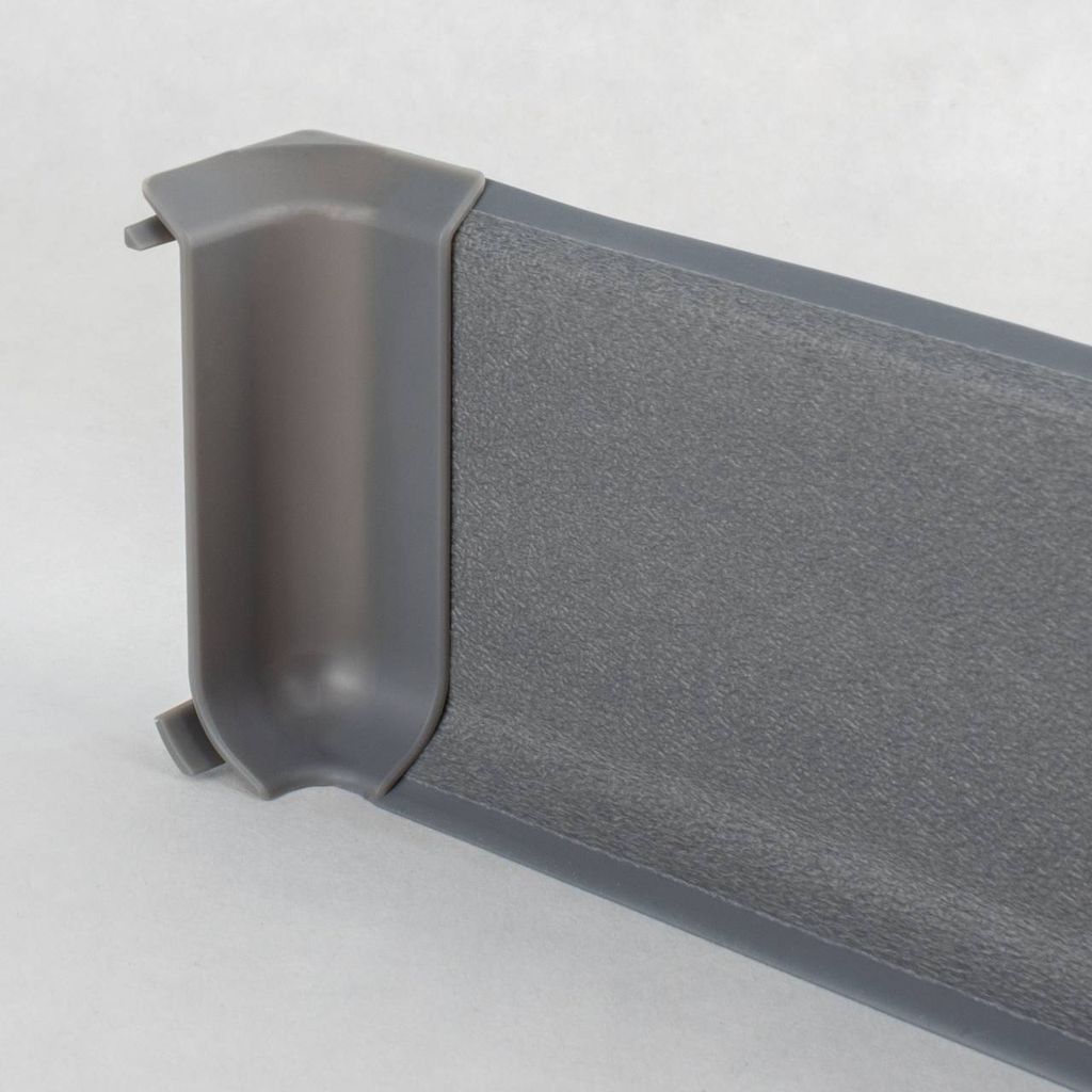 PROVISTON | Innenecke für Kunststoff Sockelleiste | Hartschaum PVC | Grau | 12,8 x 60 x 2500 mm | Mit flexibler Weichlippe | Wasserfest | Hochwert...