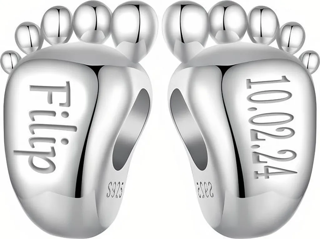 Charm Pendentif Gravure au Pied en Argent 925 Compatible avec Pandora