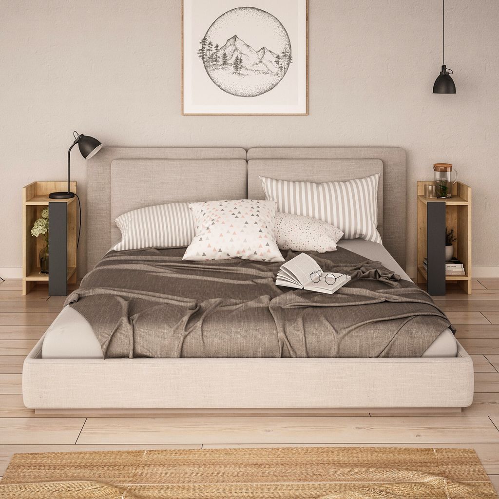 Skye Decor, Elos - Oak, Anthracite, Nachttische & Produktbild 