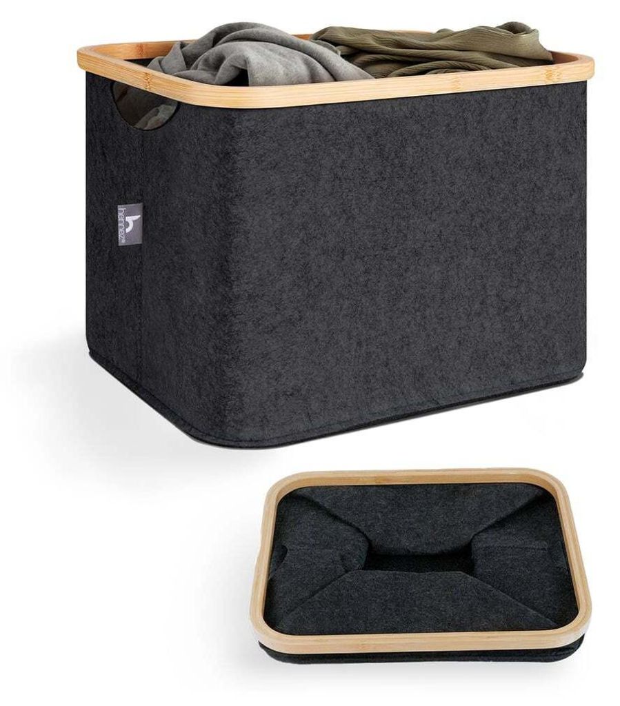 HENNEZ 15904, Badezimmer-Organizer, Schwarz, Braun, Bambus, Produktbild 