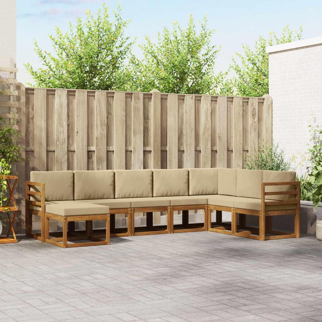 "SALE 2026"Outdoor-Sofagarnitur - CLORIS - Balkonmöbe/Sitzgruppe - mit Kissen 8 pcs - Moderne Design - Natur und Beige - Gartensofas NeuMöbel497094