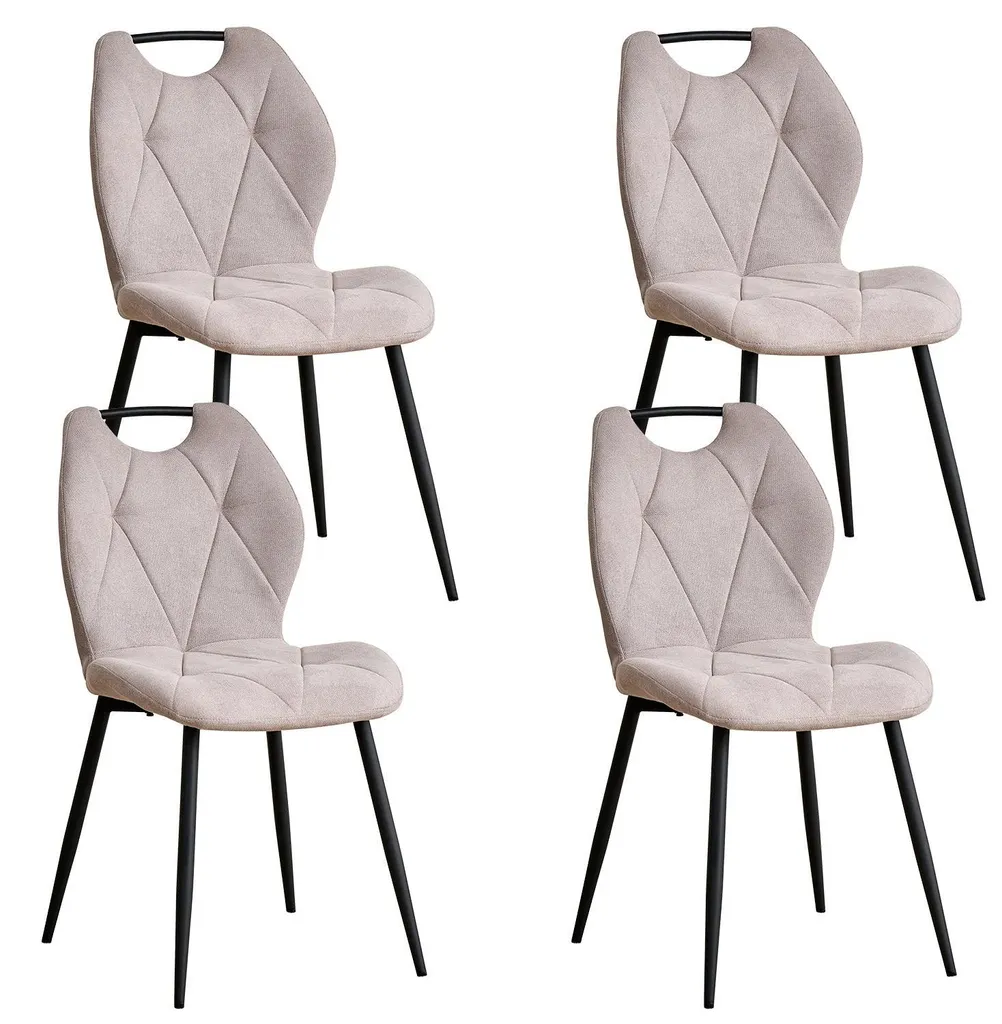 Chaises de table en velours beige lot de 4 pour repas confortables