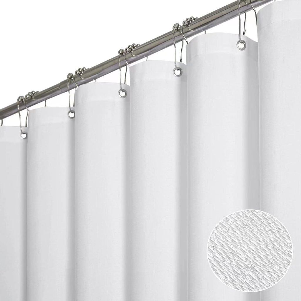 Textilduschvorhang 120 x 200 cm, schmale Leinenstruktur, schimmelresistent, wasserdicht, mit 8 Kunststoffhaken, waschbar, beschwerter Polyesterdusc...